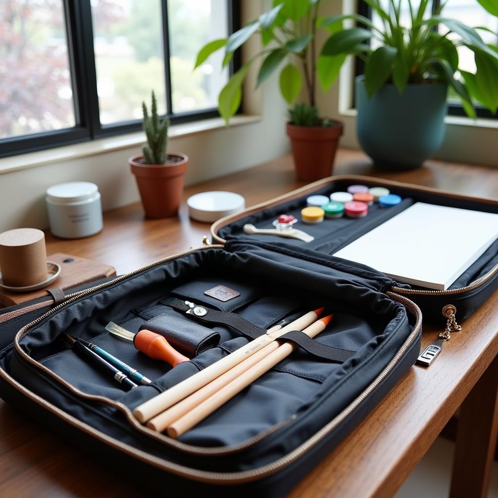 Essential Art Supplies Packed in a Travel Art Bag