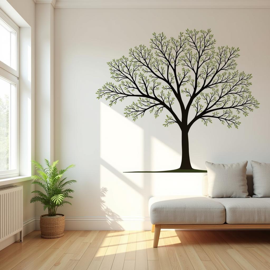 Tree vinyl wall art adds a touch of nature to a living room