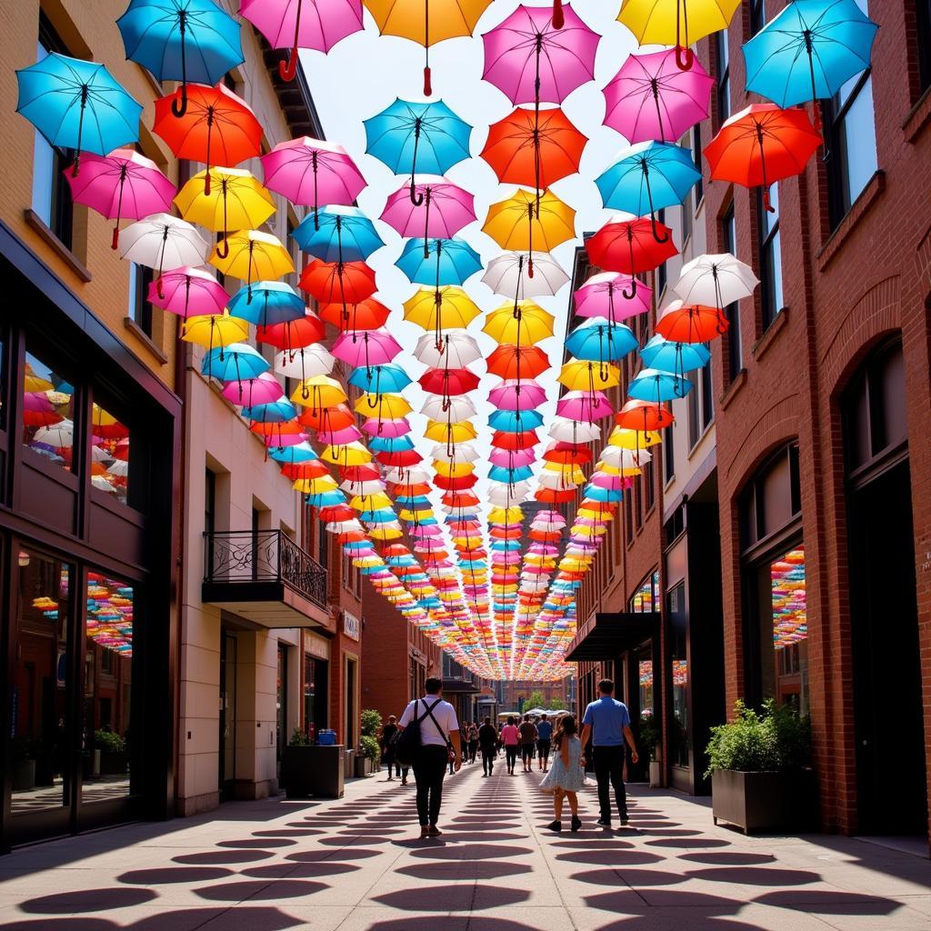 Colorful Umbrellas Art Street Installation