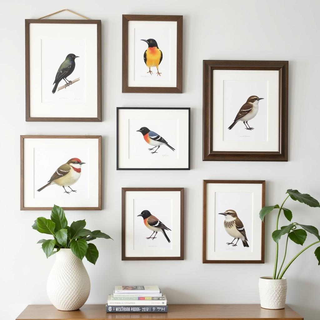 Gallery Wall Featuring Unique Bird Art Prints