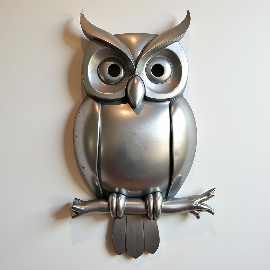 Modern Metal Owl Sculpture Wall Art