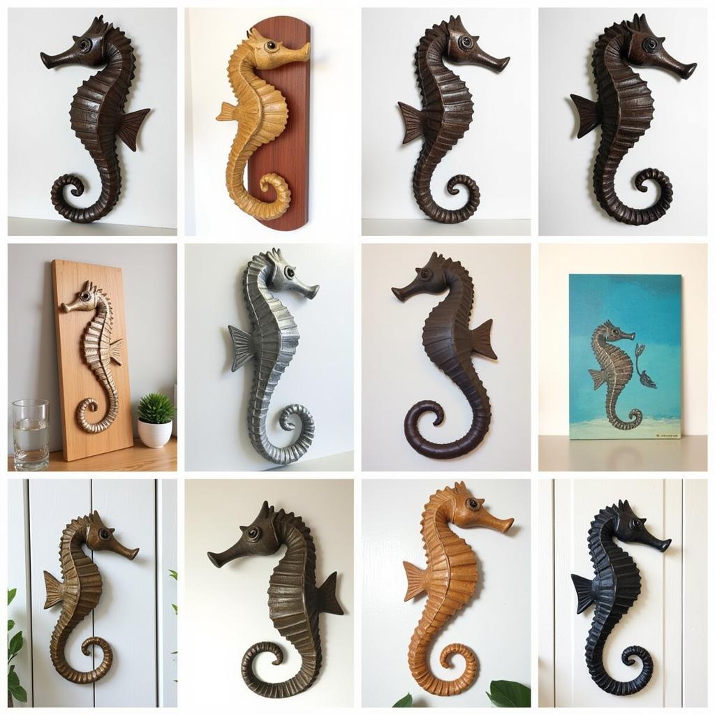 Different styles of seahorse wall art