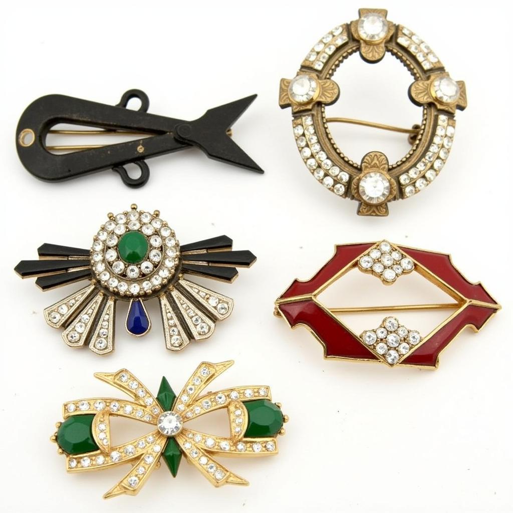 Vintage Art Deco Dress Clips with Geometric Designs