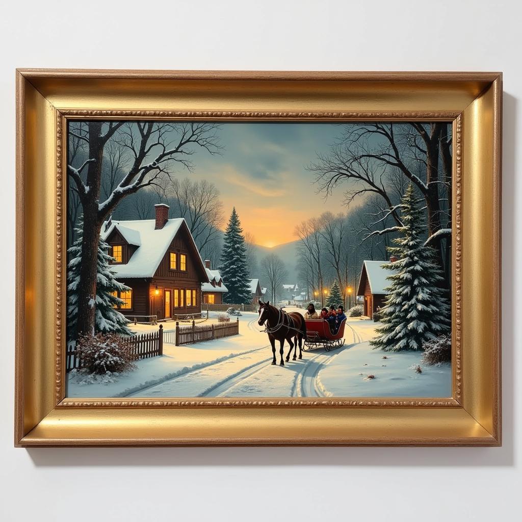 Vintage Christmas Winter Wonderland Scene