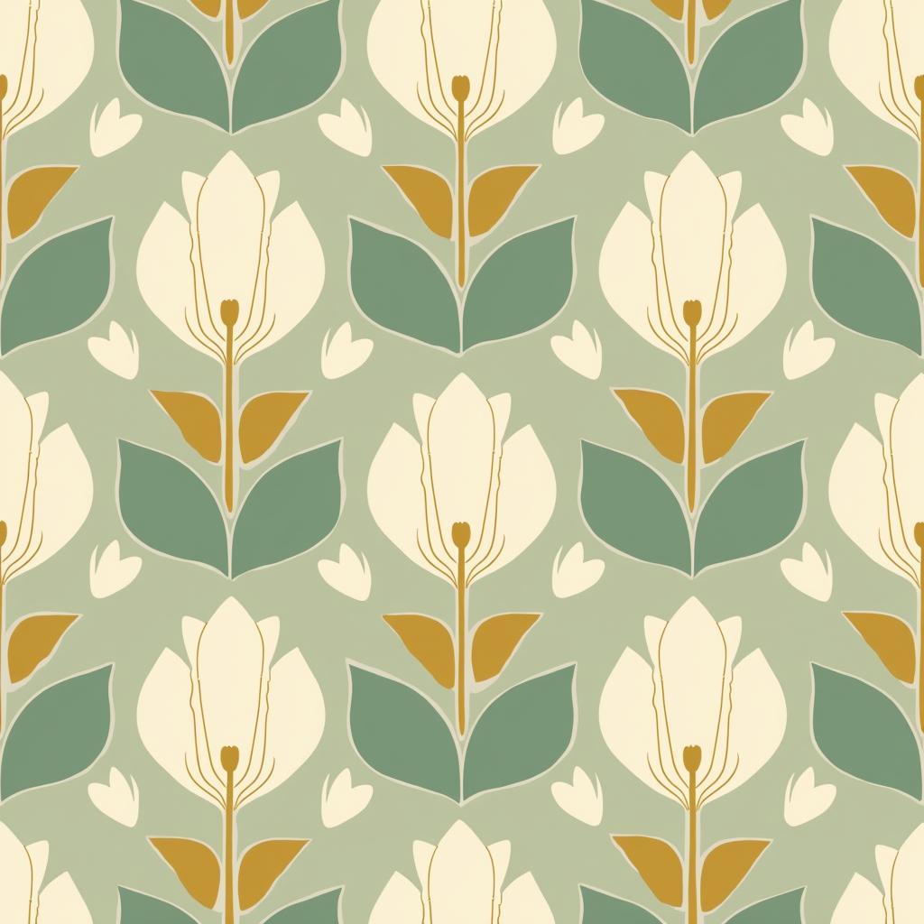 Vintage Floral Wallpaper in Art Deco Style