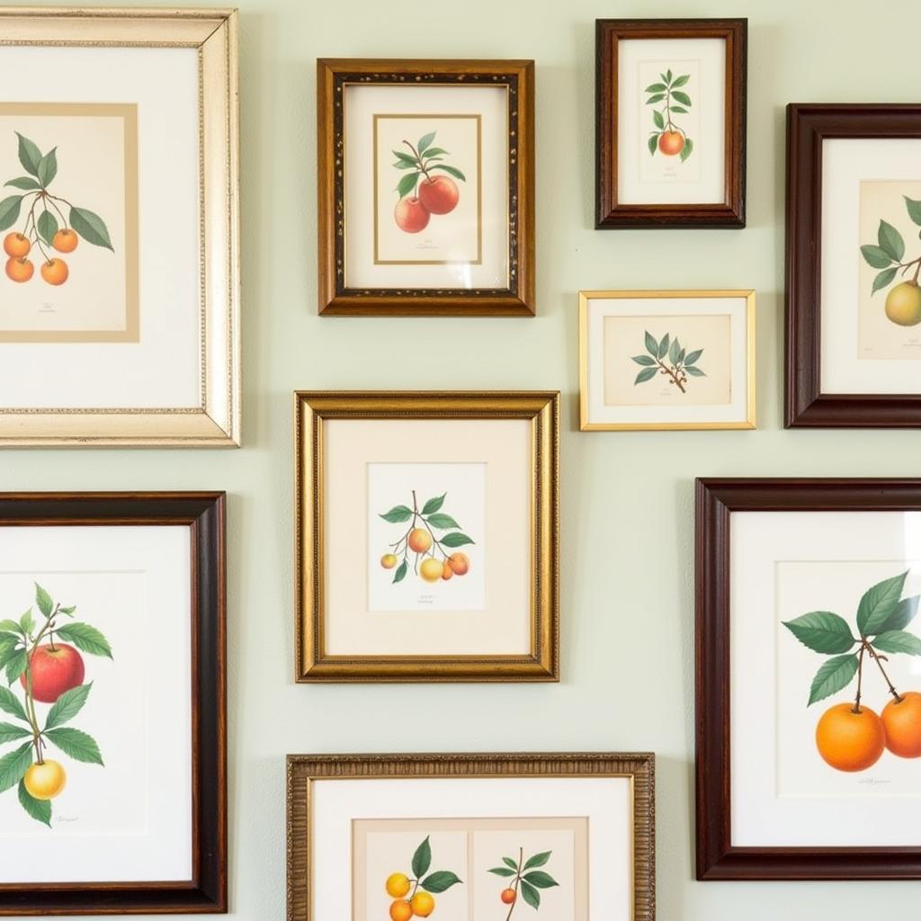 Framed Vintage Botanical Prints on a Gallery Wall