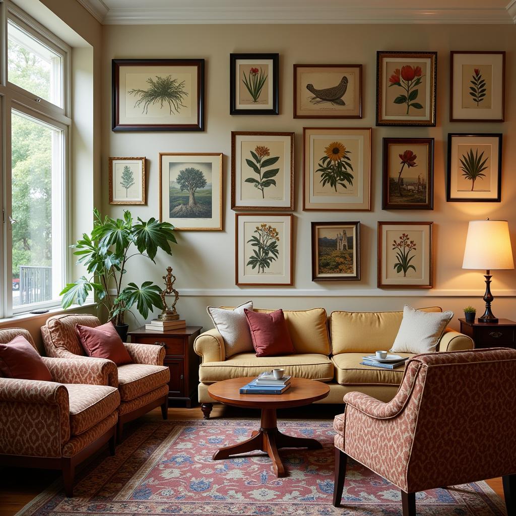 Vintage Wall Art Prints in a Living Room Setting