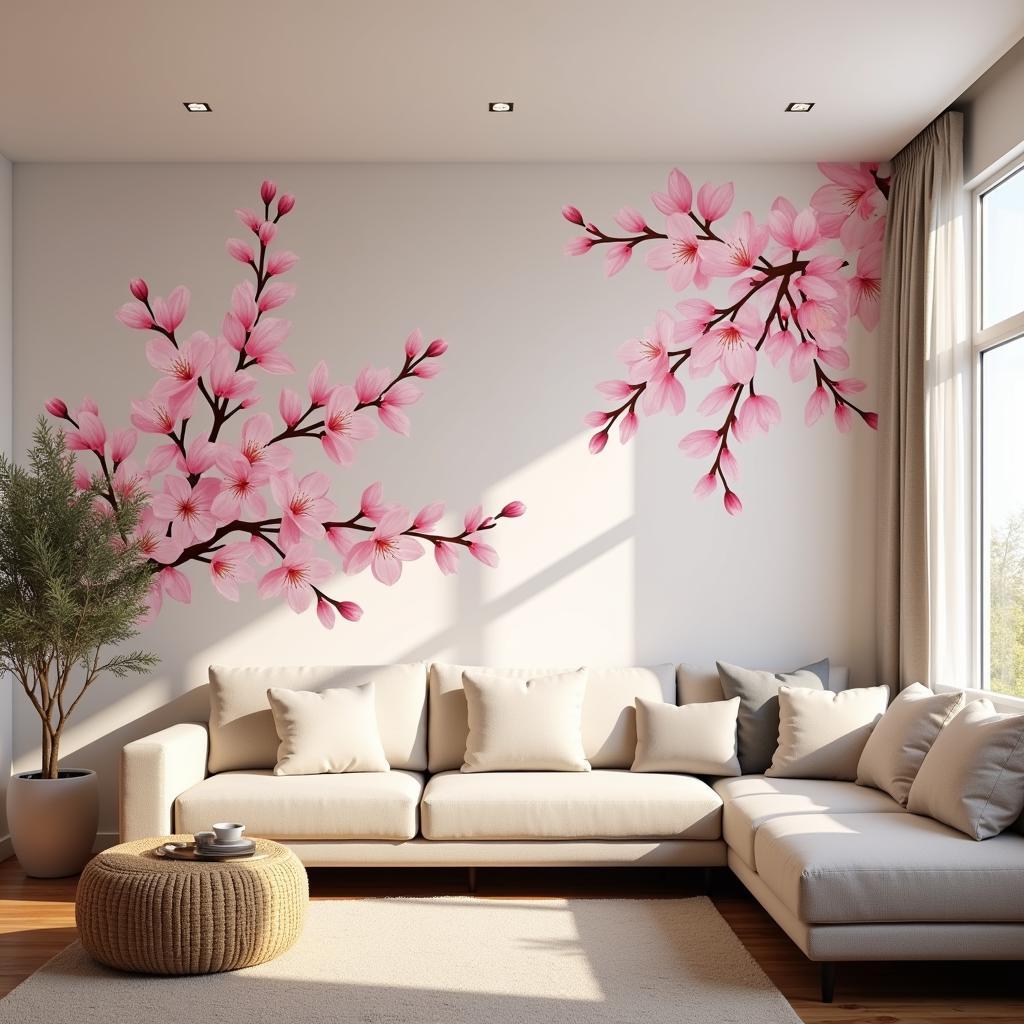 Wall Art Decals Flowers in a Living Room