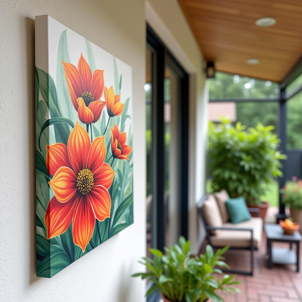 Vibrant Floral Canvas Art for a Patio