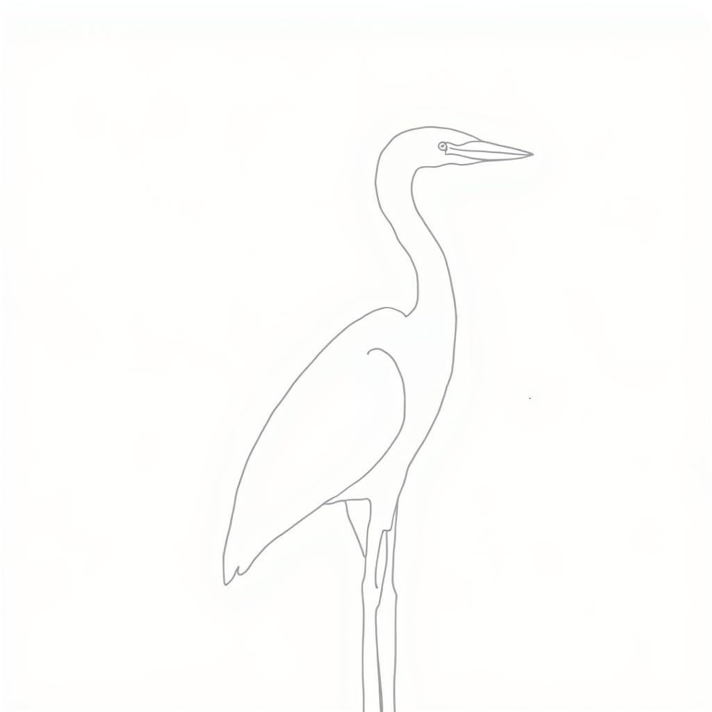 Minimalist line drawing of a white heron