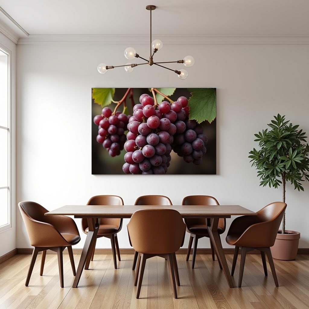 Wine art canvas print displayed in a dining room