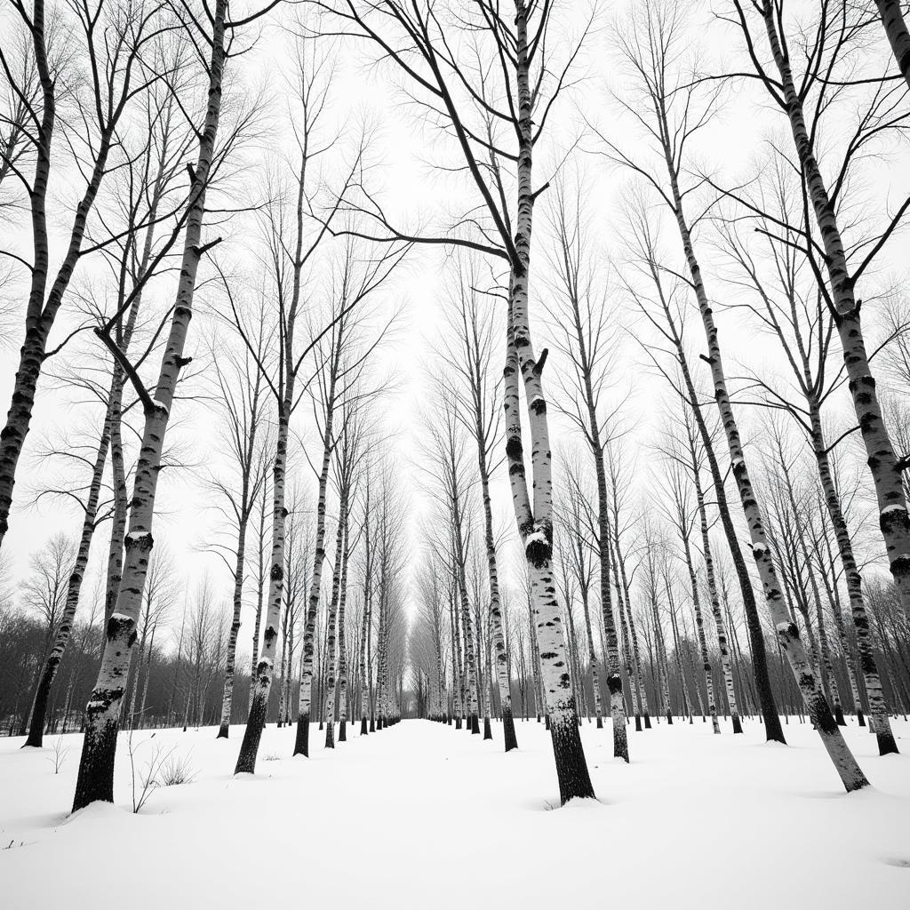 Winter Birch Trees Photography