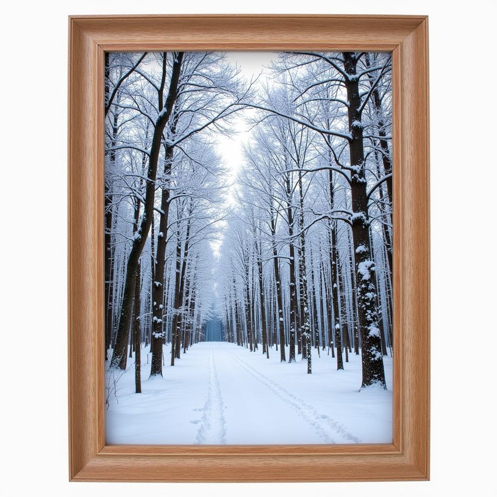 Winter Forest Photography Framed Print in a rustic wooden frame