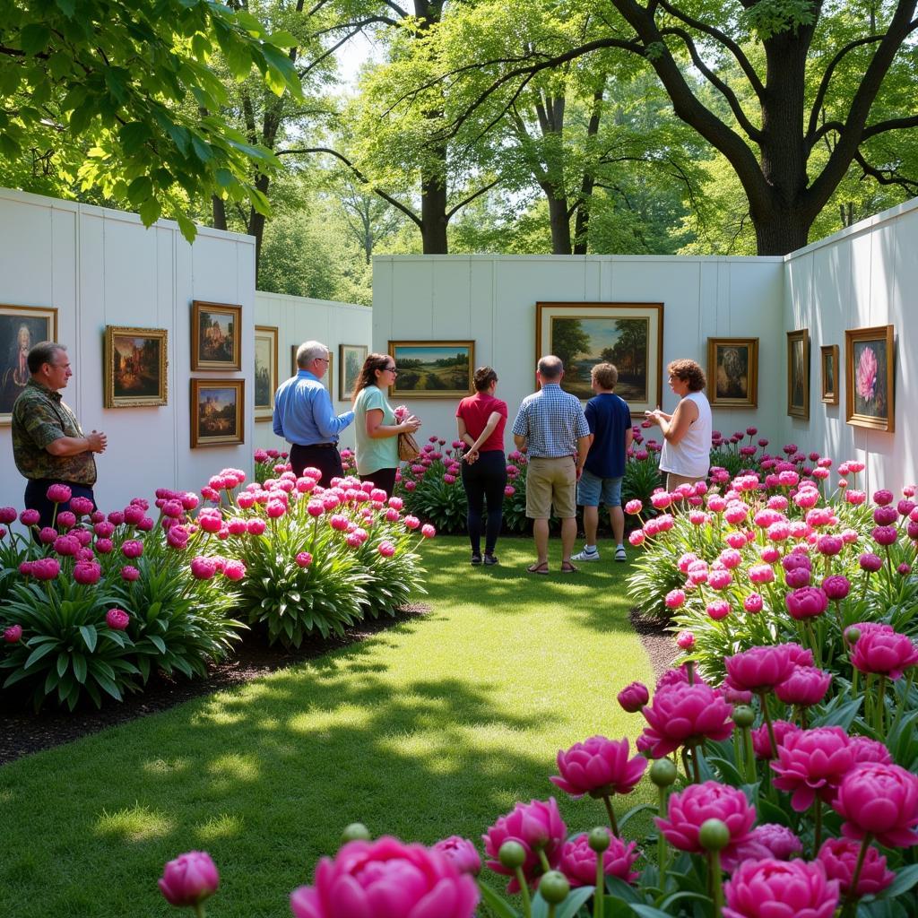 Wisconsin Arts and Peony Festival: Art exhibition amidst a beautiful peony garden.