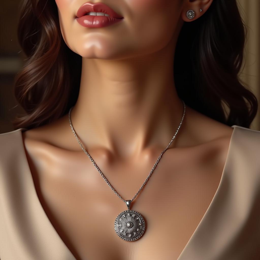 Woman Wearing an Art Deco Locket