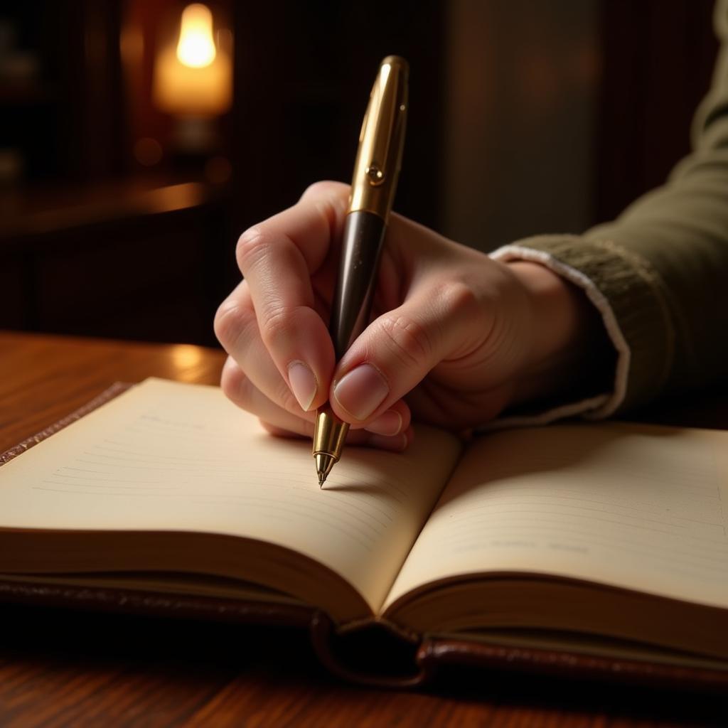 Woman Writing with Art Deco Pen