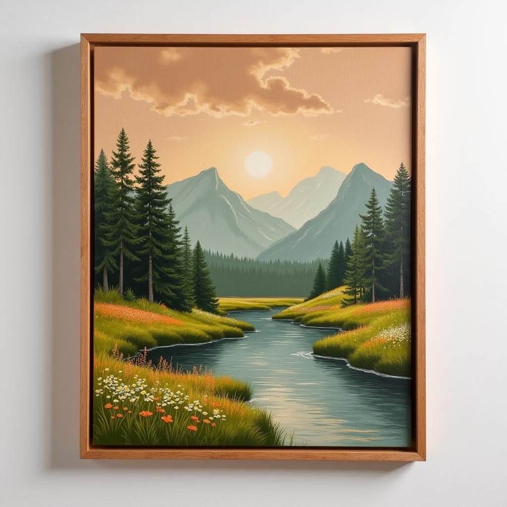 Landscape Painting on a Wooden Art Panel