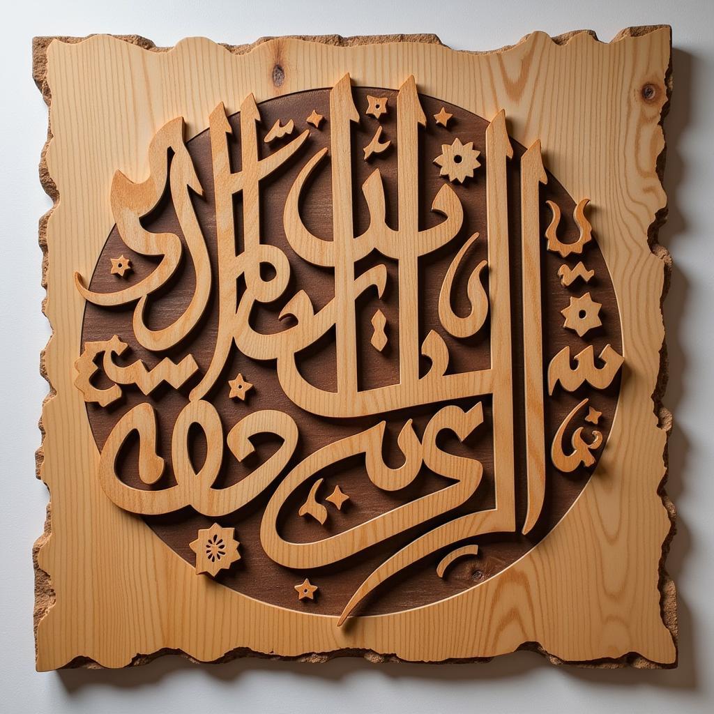 Intricate Calligraphy on Wooden Islamic Wall Art