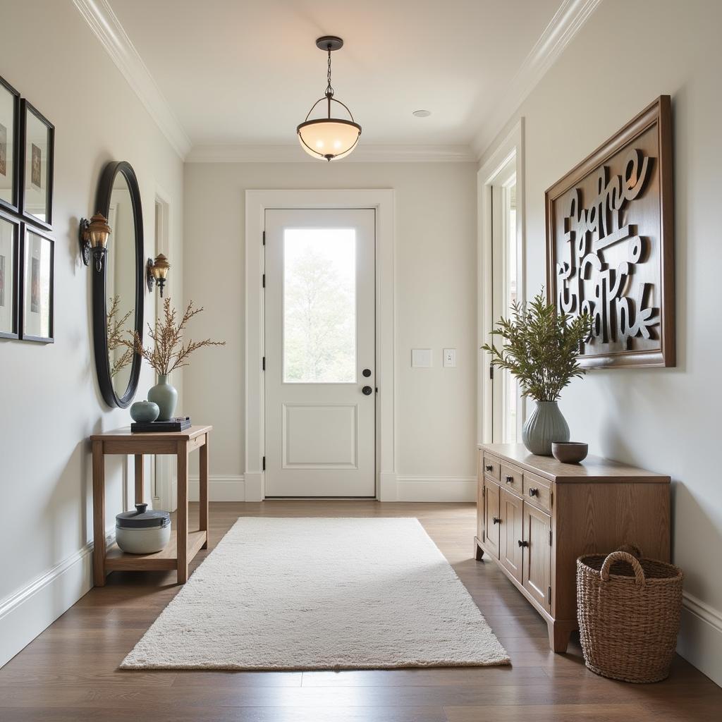 Word art decor makes a bold statement in an entryway.