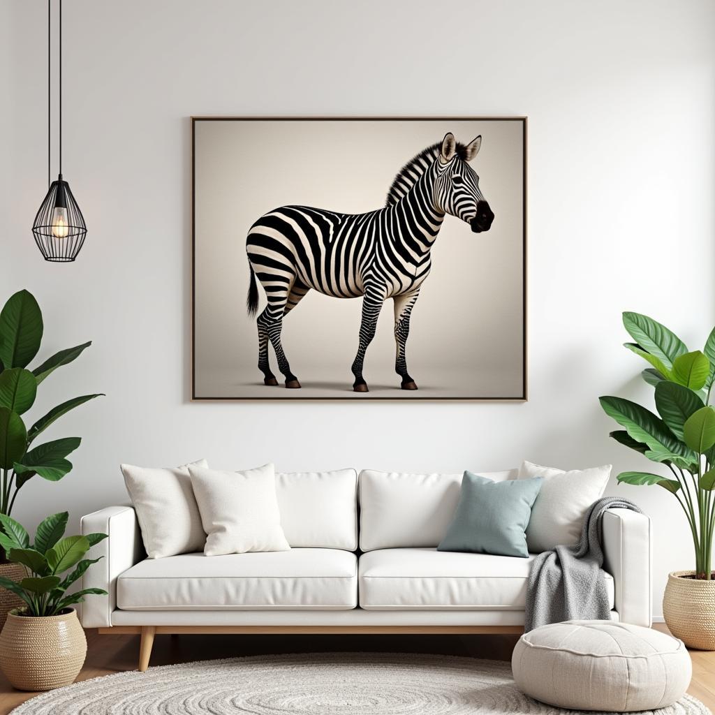 Modern Living Room Featuring Zebra Art Print